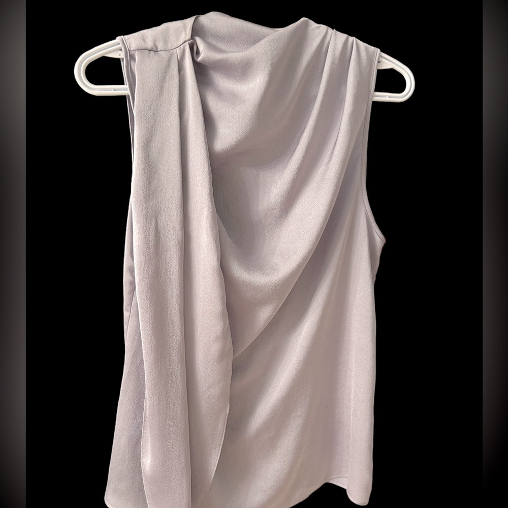 River Island sleeveless lilac blouse with a side sash.